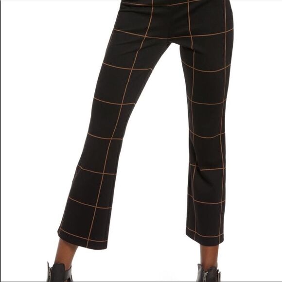 Leith Ponte High-waist Kick Flare Black Windowpane Pants - Picture 2 of 3